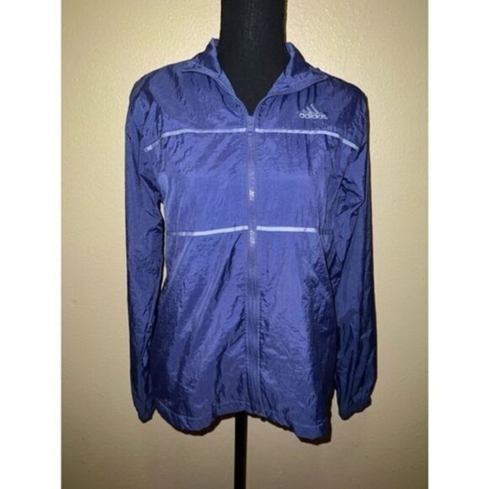 Adidas Vintage Windbreaker Jacket‎ Women's Purple Y2K Full Zip Logo Size Small